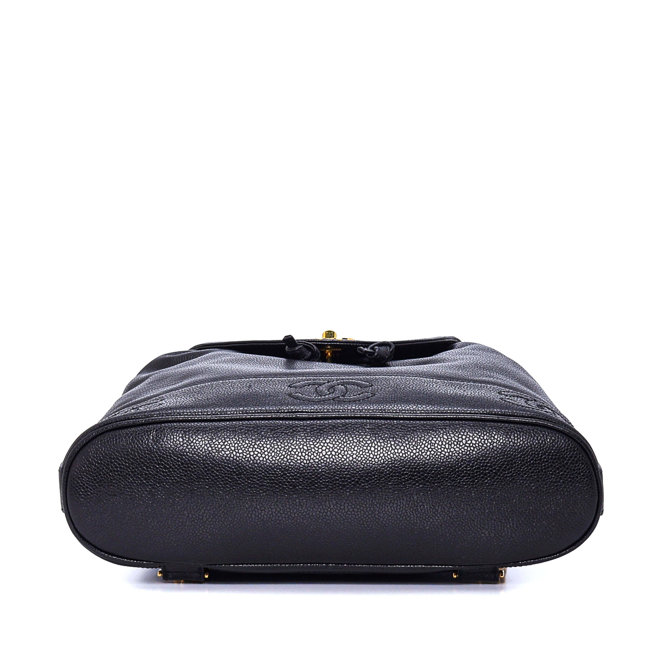 Chanel - Black Caviar Leather CC Vintage Triple Backpack